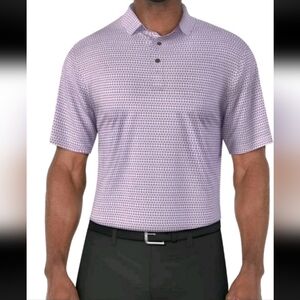 Ben Hogan Mens Performance Polo Purple Geometric Print Size Large EUC Golf Sport